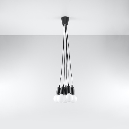 Lampa wisząca DIEGO 5 czarna Sollux SL.0574