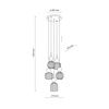 Lampa wisząca pięciozwisowa z ryflowanymi koniakowymi kloszami i zielonymi kulami SOPHIA GREEN COGNAC 5xE14 Tk Lighting 11149