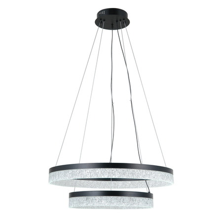 Lampa wisząca dwa czarne pierścienie z akrylowym kloszem LED Italux PND-34533-2L-BK