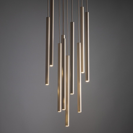 Lampa wisząća dziesięć ryflowanych cienkich rurek FERRO SABIA CHAMPAGNE 10XG9 KOŁO Tk Lighting 11494