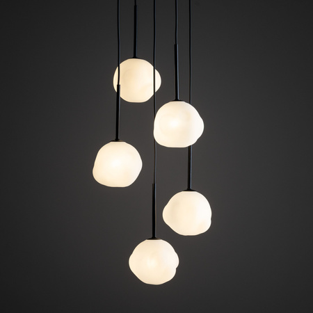 Pięciozwisowa lampa wisząca na kole z białymi zniekształconymi kloszami MISTY 5xG9 Tk Lighting 11019