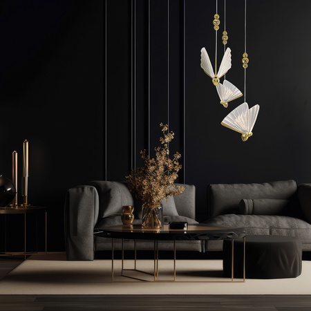 Lampa wisząca Mariposa Motyle 3 złota LED CCT Light Prestige LP-1715/3P