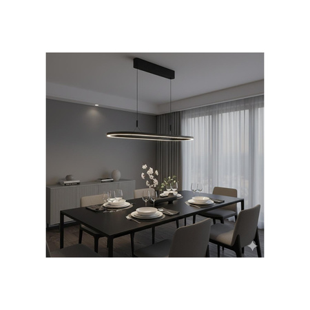 Duża czarna owalna lampa wisząca nad stół LAYLA 150 3000K DIMM BK AZZARDO AZ6758