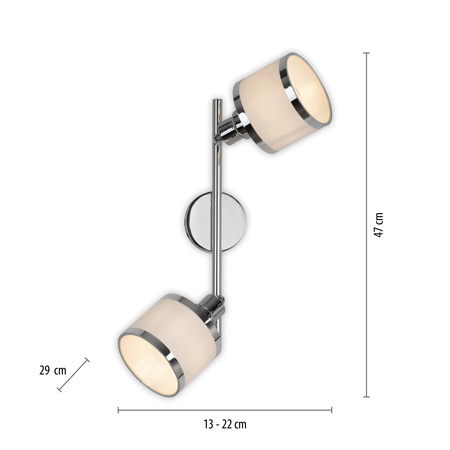 Listwa sufitowa chrom z dwoma szklanymi kloszami ACCOR 2xE14 Just Light 15372-17