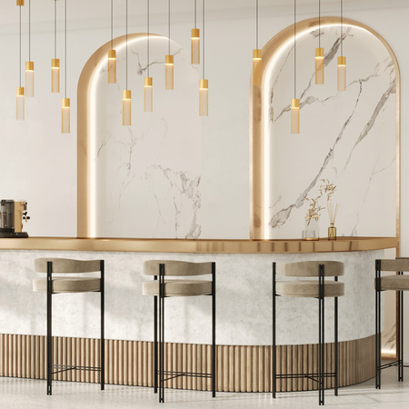 Designerska lampa wisząca złoty cylinder Imaginary MOD190PL-L5G3K Maytoni