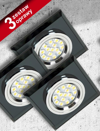 ZESTAW TRZECH OPRAW SS-13 CH/BK CZARNE 3X50W GU10 BEZ ŻARÓWKI Candellux 99-48318