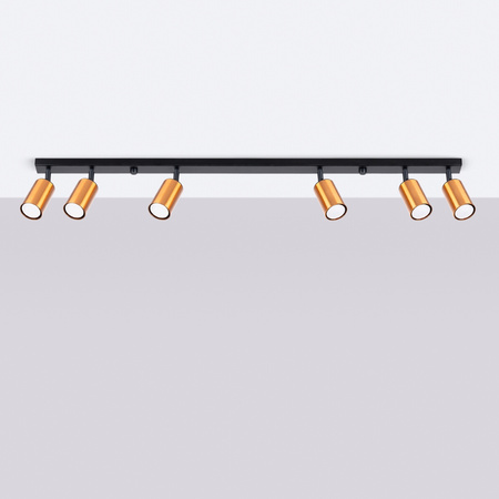 Plafon WINX 6L czarny/miedź Sollux SL.1380