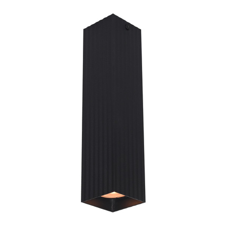 Czarna ryflowana oprawa sufitowa natynkowa 24cm 1xGU10 Tecno Italux CLN-37492-L-BK