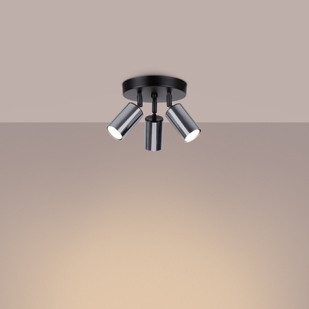 Plafon WINX 3P czarny/chrom Sollux SL.1369