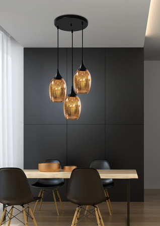 MARINA LAMPA WISZĄCA TALERZ 3X60W E27 MIEDZIANY Candellux 33-51608