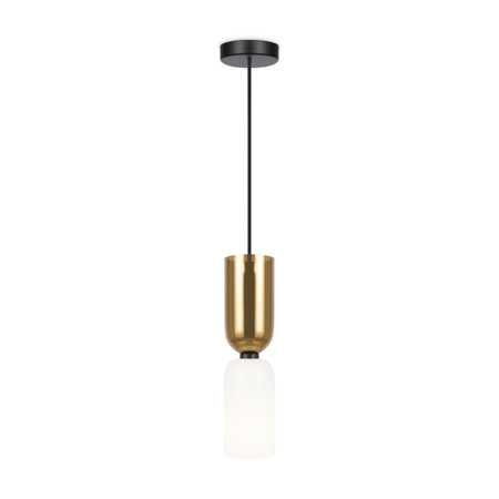 Złota lampa wisząca z białym szklanym kloszem 1xE14 Memory MOD177PL-01G Maytoni