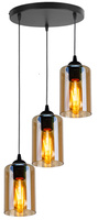 Bistro lampa wisząca czarny talerz 3x40w e27 klosz brązowy Candellux 33-00576