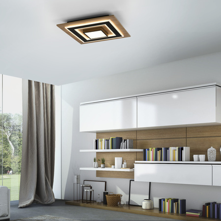 Kwadratowa lampa sufitowa 40cm drewniana TOLA LED 3000K Just Light 14563-18