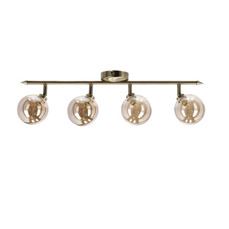 Rodia lampa sufitowa listwa patynowy 4x40w g9 klosz bursztynowy Candellux 94-16560