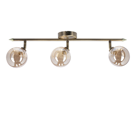 Rodia lampa sufitowa listwa patynowy 3x40w g9 klosz bursztynowy Candellux 93-16546