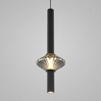 Lampa wisząca czarna ryflowana tuba ze szklanym kloszem Padre 7W LED Milagro ML2796