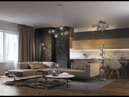 Lampa wisząca NANCY 14 czarny chrom Wofi Premium 7014-1405