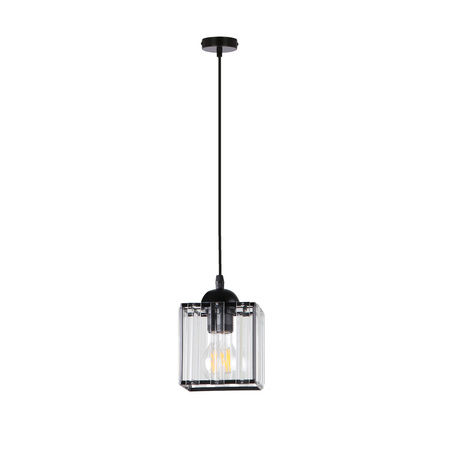 GLASSIA LAMPA WISZĄCA CZARNY 1X40 E27 KLOSZ CZARNY+KRYSZTAŁY BEZBARWNE Candellux 31-21106