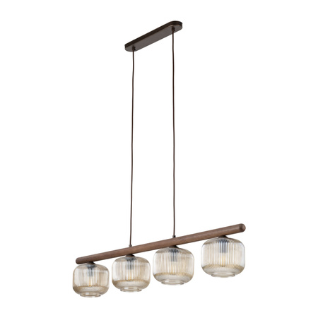 Lampa wisząca cztery szklane klosze na drewnianej belce SALVIA BROWN 4xE14 Tk Lighting 11070