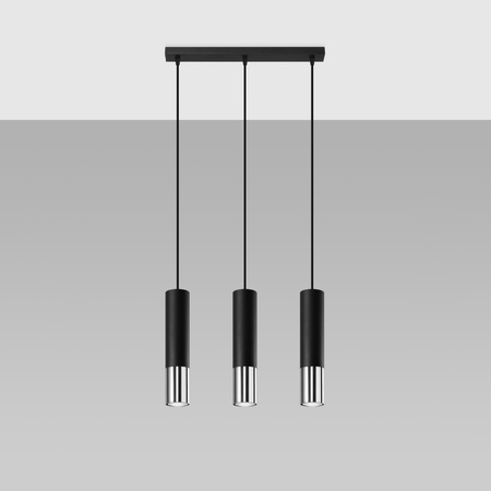 Lampa wisząca LOOPEZ 3L czarny/chrom Sollux SL.0942