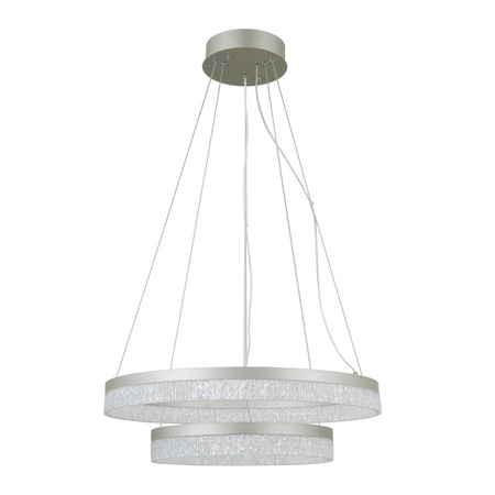 Srebrna lampa wisząca 60cm podwójny ring LED Pantal Italux PND-34533-2L-SILV