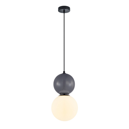 Lampa wisząca szara kula z białym kloszem o średnicy 20cm 1xE27 Mastal Italux PND-36603-1L-BK-GR