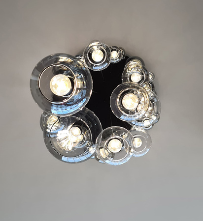 Czarna lampa wisząca z kloszami na antresolę ROTUNDA Kaja Lighting KP-20