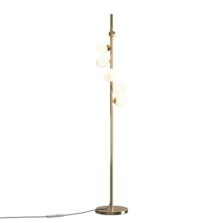 Złota lampa podłogowa z białymi szklanymi kulami DALLAS 6xG9 Maytoni MOD545FL-06G
