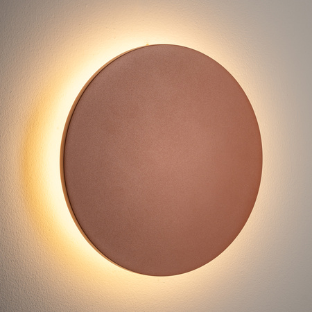 Okrągły płaski kinkiet w kolorze terakota podświetlający elewacje 24cm IP65 3000K ARIA LED L Nowodvorski 11571