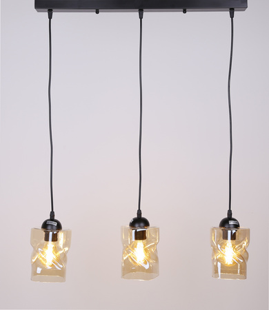 Felis lampa wisząca czarny 3x60w e27 klosz bursztynowy Candellux 33-00187