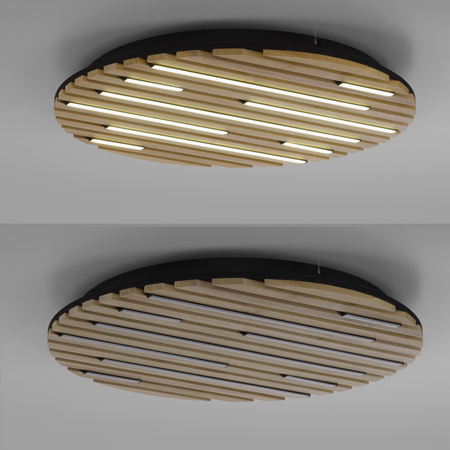 Okrągła lampa sufitowa drewniane lamele z LED strerowana pilotem i aplikacją Q-AKUSTIK Paul Neuhaus 6421-79
