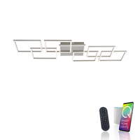 Lampa sufitowa kwadraty LED w kolorze stalowym Q-INIGO Paul Neuhaus 6014-55 sterowana pilotem 
