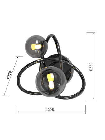 Kinkiet NANCY 2 czarny chrom Wofi Premium 4014-205