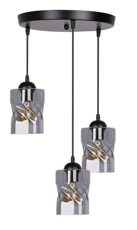 Felis lampa wisząca talerz czarny 3x60w e27 klosz dymiony Candellux 33-00200