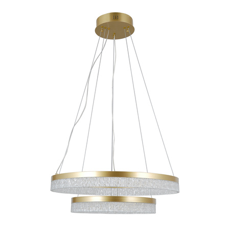 Lampa wisząca dwa złote pierścienie z akrylowym kloszem LED Pantal Italux PND-34533-2L-GD