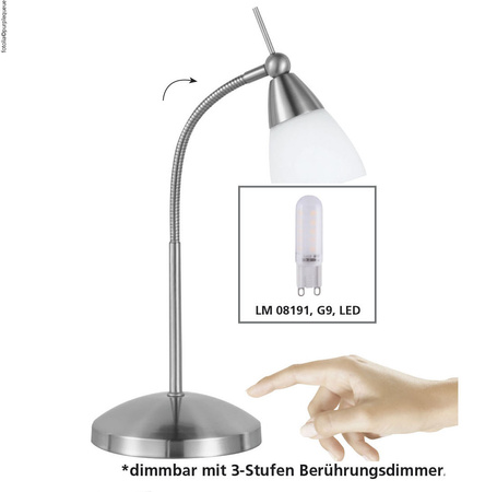 Lampka stołowa z wyginanym ramieniem STALOWY 1xG9 PINO Paul Neuhaus 4001-55