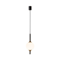 Czarna lampa wisząca pojedyńcza z białą szklaną kulą LED 3000K The Sixth Sense Z020PL-L6B3K Maytoni