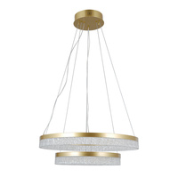 Lampa wisząca dwa złote pierścienie z akrylowym kloszem LED Pantal Italux PND-34533-2L-GD