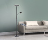 Czarna lampa podłogowa z boczną lampką LED do czytania HANS 3000K Just Light 11710-18