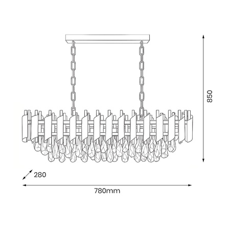Podłużny żyrandol kryształowy w kolorze czarno-złotym 78cm CRISTAL 10xE14 Milagro ML2518
