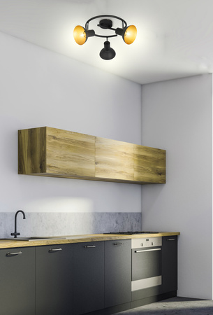DISO LAMPA SUFITOWA SPIRALA 3X40W E27 CZARNY+ZLOTO Candellux 98-63434