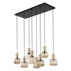 Duża lampa wisząca na prostokątnej podsufitce ze szklanymi koniakowymi kloszami SOPHIA COGNAC 8xE14 Tk Lighting 11045