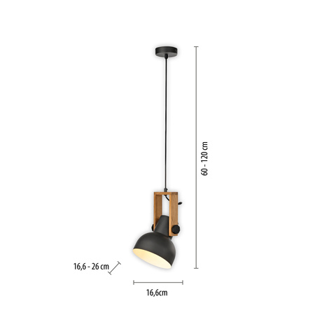 Lampa wisząca pojedyńcza drewniana z metalowym kloszem CUP 2.0 1xE27 Just Light 15741-18