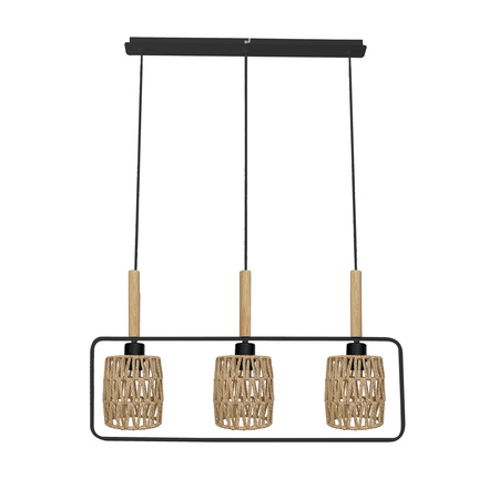 CROWN LAMPA WISZĄCA CZARNY 3X40W E27 ABAŻUR BEŻOWY Candellux 33-26781