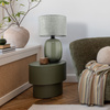 Lampka stołowa szklana w kolorze oliwkowym z lnianym abażurem 1xE27 MELODY OLIVE Tk Lighting 16183