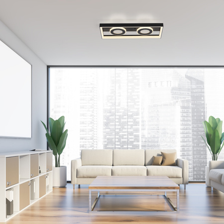 Czarna lampa sufitowa ramka LED TRAFORO Paul Neuhaus 6854-18 sterowana pilotem