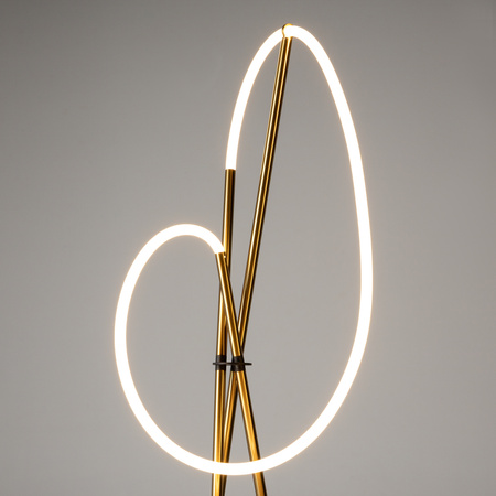 Złota lampa podłogowa na trójnogu z pętlą świetlną Crochet MOD369FL-L36BS3K Maytoni