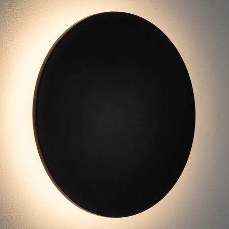 Czarny okrągły płaski kinkiet podświetlający elewacje 30cm IP65 ARIA LED XL Nowodvorski 11572