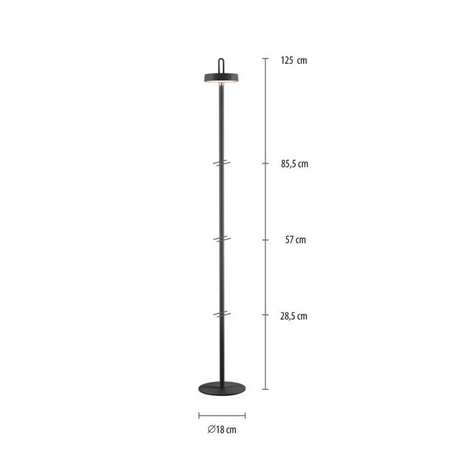 Czarna lampa podłogowa akumulatorowa ładowana na USB także na zewnątrz IP44 AMAG Just Light 19311-18