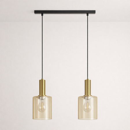 Czarna lampa wisząca z bursztynowymi kloszami AIGO Kaja Lighting K-5876